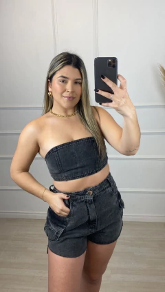 Conjunto All Jeans Estonado Preto - loja online