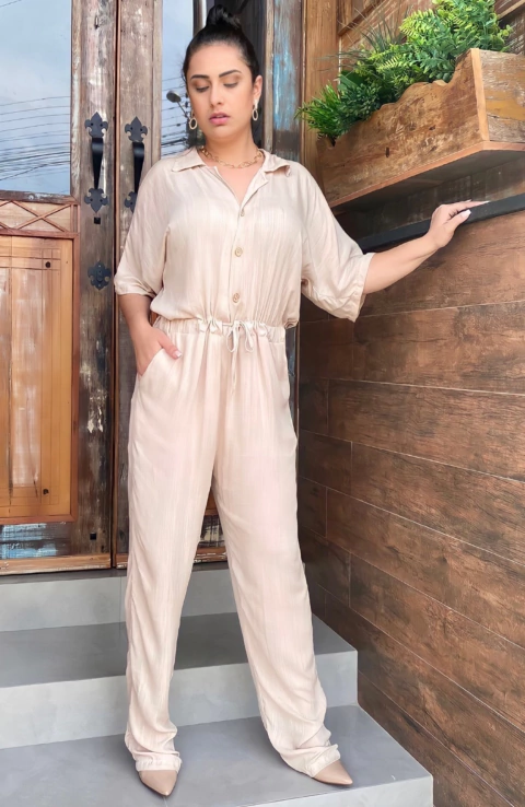 MACACÃO VISCOLINHO C/ AMARRAÇÃO BETINA NUDE