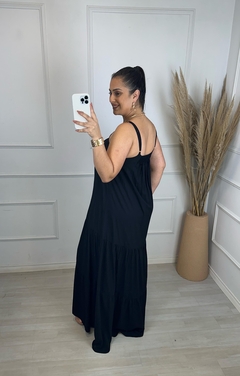 Vestido Longo Viscolinho Claudia Preto - comprar online