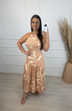 Vestido Midi Camila Estampado Nude - loja online