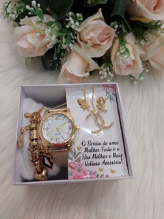 Relogio + Kit Feminino Dourado 020985 na internet