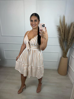Imagem do Vestido Curto Sandra Listrado Nude 2201