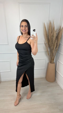 Vestido Canelado Transpassado Preto - AUTHENTIC STORE LTDA