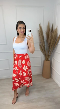 Saia Midi Tropicália Envepole Vermelho - AUTHENTIC STORE LTDA