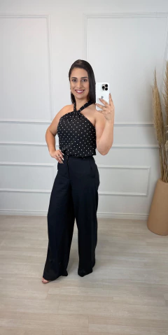 Regata Decote Nó Estampa Poa Preto - loja online