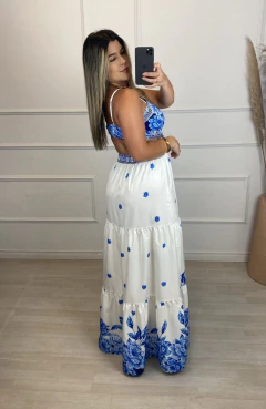 Vestido Grego Cintura Cruzada Azul - comprar online
