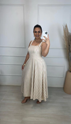 Vestido Linho Midi Rebeca Rose - loja online