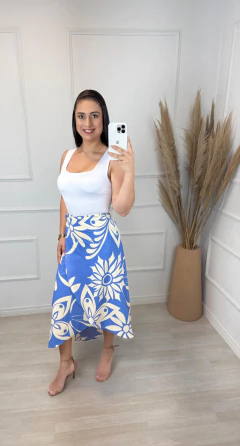Saia Midi Tropicália Envepole Azul - AUTHENTIC STORE LTDA