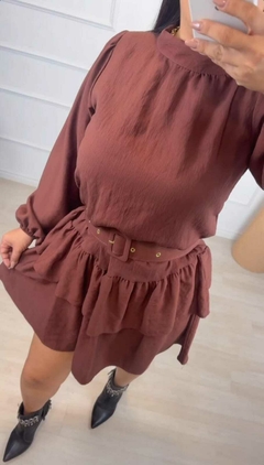 Vestido Curto Raquel Marrom na internet