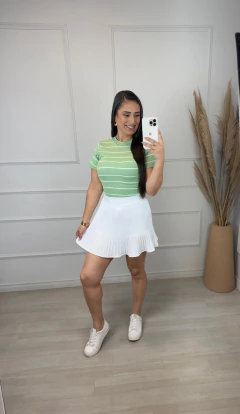 Tee Listrada Básica Canelada Verde Menta - loja online