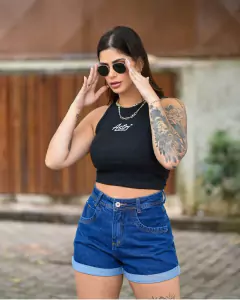 Shorts Jeans Mom Escuro Livia - AUTHENTIC STORE LTDA