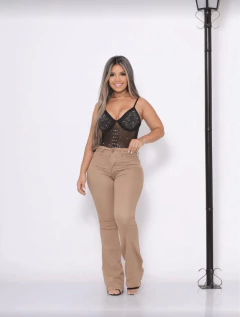 Calça Wide Leg Jeans Nude