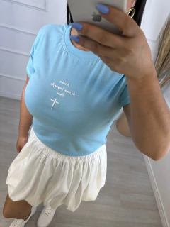 T-Shirt Kelly Nunca Foi Sorte Azul Bebê - comprar online