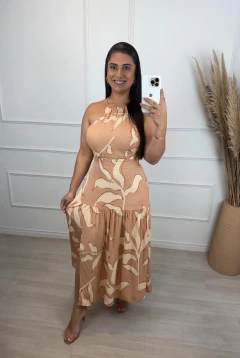 Vestido Midi Camila Estampado Nude
