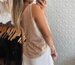 Cropped Paetê Jaque Rose Gold - comprar online