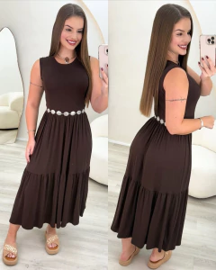 Vestido Malha Regata Zara Marrom na internet