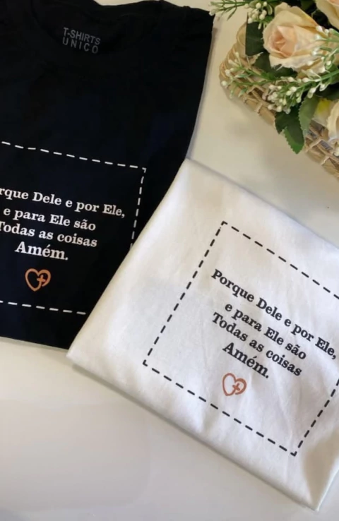 T-Shirt Dele E Por Ele Amém Off White