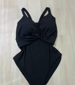 Body Canelado Decote No Preto - comprar online