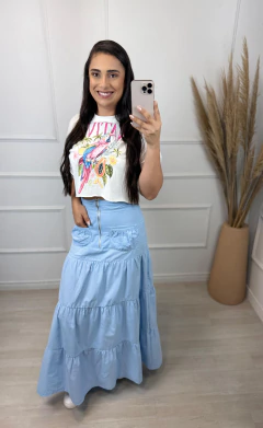 Saia Longa 3 Marias Nadia Azul Claro - loja online
