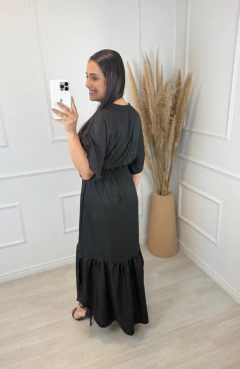 Vestido Kaftan Dec V Viscolinho Preto na internet