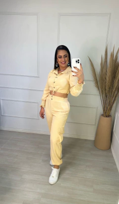 Cropped + Calca Botoes Sandra Nude - loja online