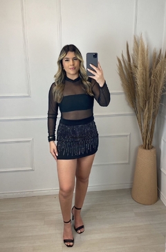 Saia Curta Suplex Frente Strass Preto - AUTHENTIC STORE LTDA