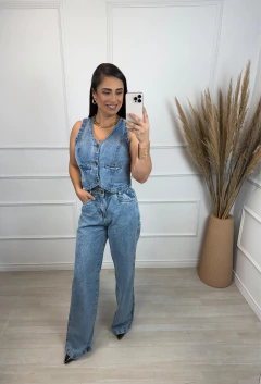 Calça Jeans Wide Leg Marmorizada Feminina 37558 - loja online