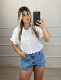 Camisa Cropped Tee Botões Branco na internet