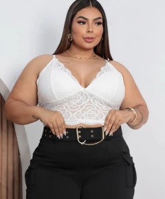 Cropped Plus Rendado Branco - AUTHENTIC STORE LTDA