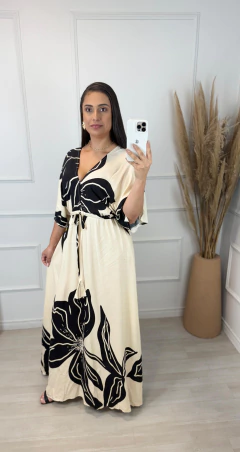 Vestido Viscose Kaftan Estampado Preto - AUTHENTIC STORE LTDA