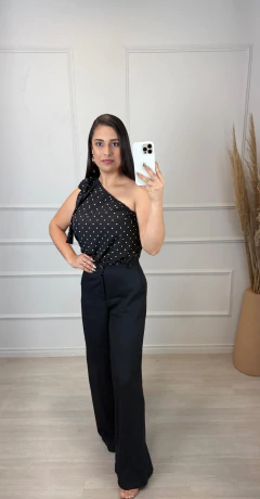 Imagem do Blusa Manga Nula Poá Preto