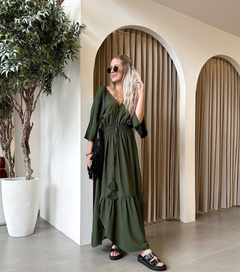 Vestido Kaftan Tamires Verde Militar
