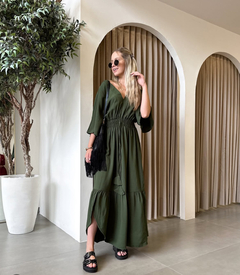 Vestido Kaftan Tamires Verde Militar - loja online