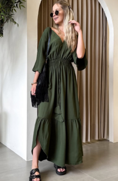 Vestido Kaftan Tamires Verde Militar - comprar online