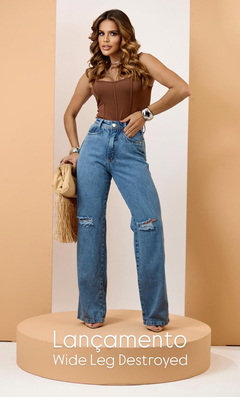 Calça Wide Leg Mirian Jens Claro - AUTHENTIC STORE LTDA