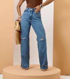 Calça Wide Leg Mirian Jens Claro na internet