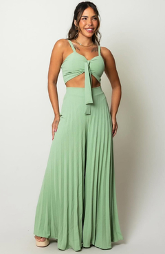 Conjunto Plissado Paola Verde Menta - comprar online