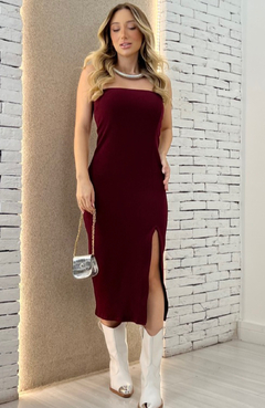 Vestido Midi Canelado Laryssa Marsala - comprar online
