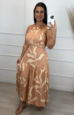 Vestido Midi Camila Estampado Nude - comprar online