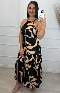 Vestido Midi Camila Estampado Preto - comprar online