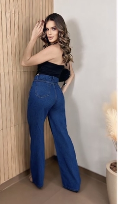 Calça Wide Leg Pamela Jeans Escuro - comprar online