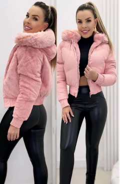 Puffer Dupla Face Aline Rosa