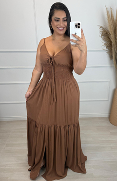 Vestido Longo Debbie Marrom - comprar online