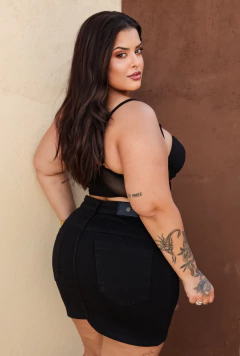 Saia Curta Jeans Plus Size Preta na internet