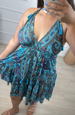 Vestido Curto Indiano Jade Azul na internet