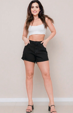 Shorts Jeans Mom Raquel Jeans Preto - loja online