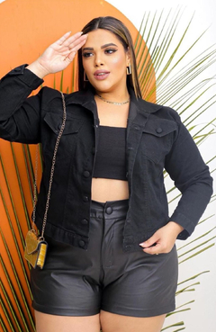 Jaqueta Jeans Preta Plus Black Joice