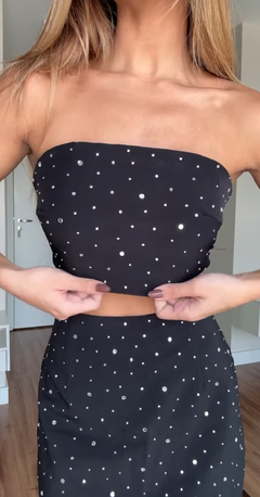 Cropped Strass Geovana Preto - comprar online