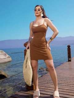 Imagem do Vestido Canelado Alcinha Marrom