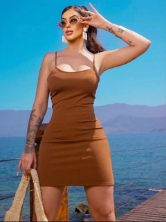 Vestido Canelado Alcinha Marrom - AUTHENTIC STORE LTDA